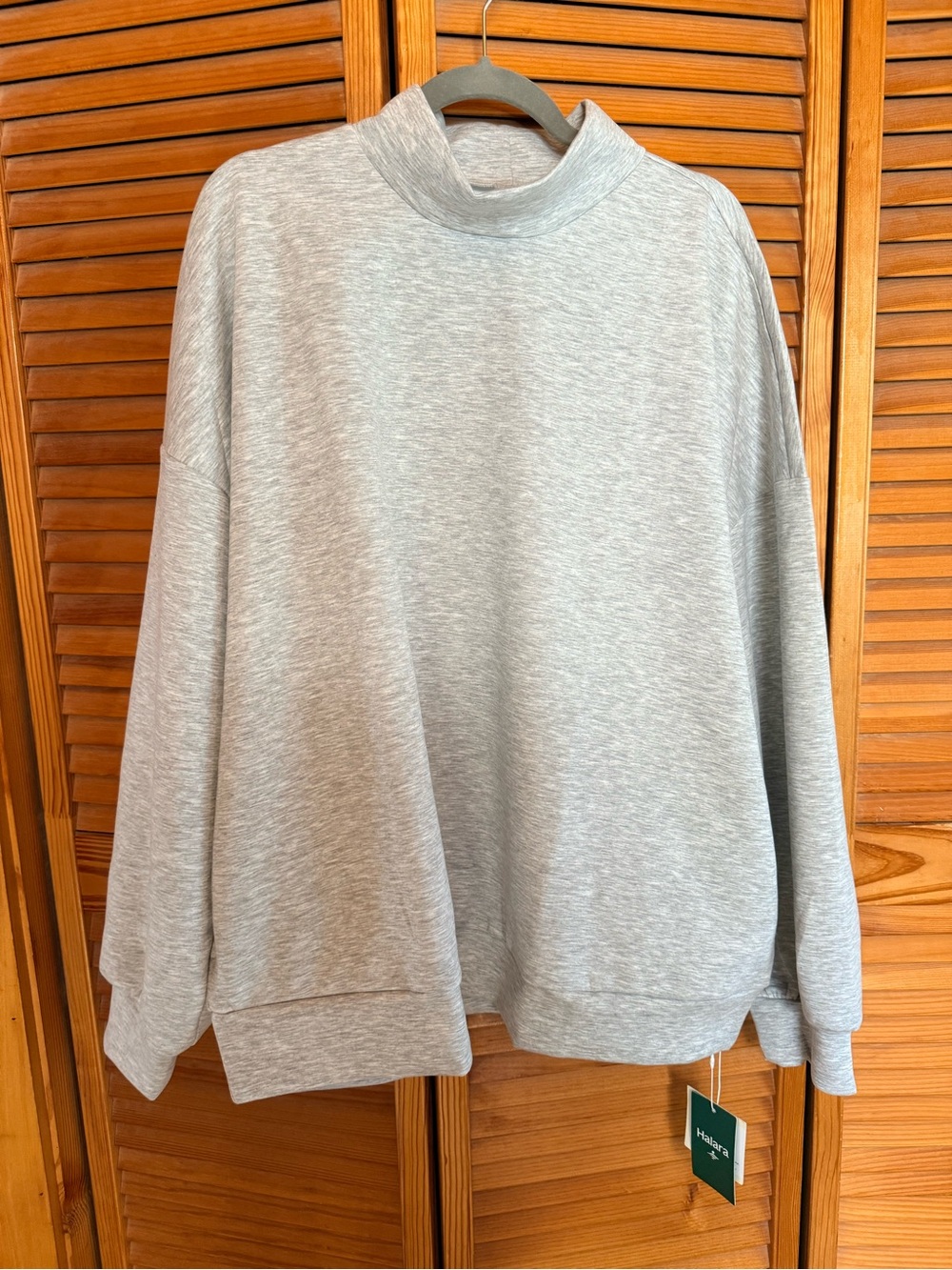 HALARA Light Gray Mock Neck Overaized sweatshirt